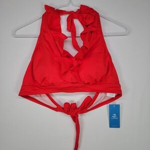 Cupshe Women's Red Ruffle Halter Bikini Top Size Large